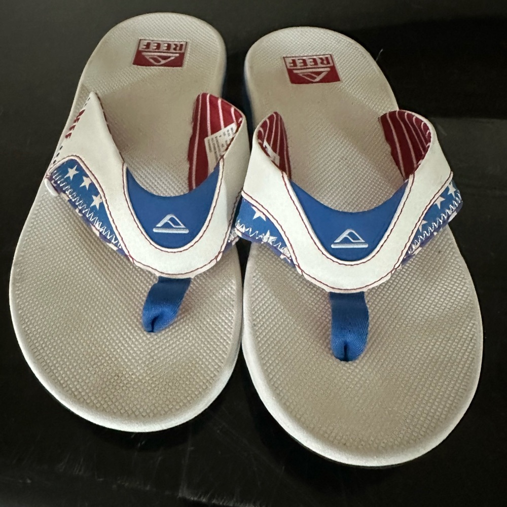 Womens Reef Patriotic White and Blue Sandals